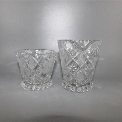 54 Crystal Cream and Sugar with Tray Floral Design 8 x 4