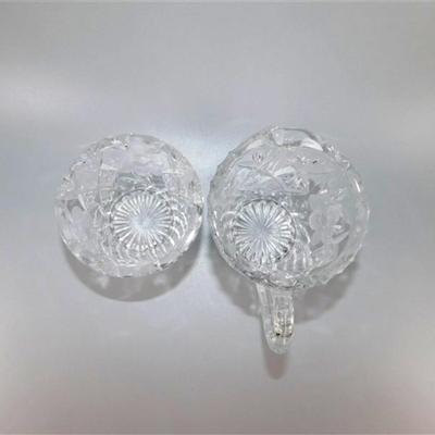 54 Crystal Cream and Sugar with Tray Floral Design 8 x 4