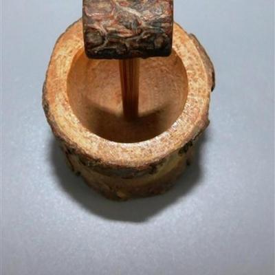 56 Lot of 3 Wood Items - Coolabah Burl Australia Bowl Ron Lecleve Derrigo / Toothpick Holder / Wooden Man Marked Nigeria 7 1/2 x 2