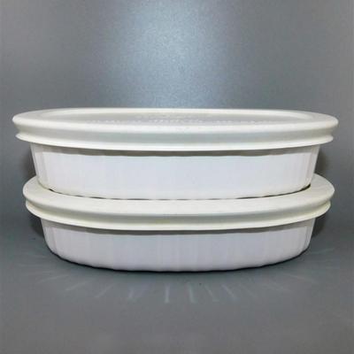 57 Lot of 2 Corning Ware Dishes with Lids 7 1/2 x 5 x 1 1/2