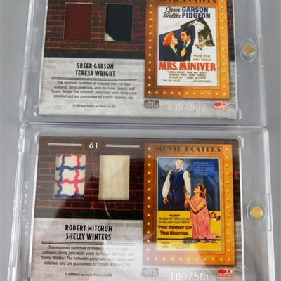 64 Donruss Swatch of Material From Famous Movies- All About Eve / Swing Time / The Night of the Hunter / Mrs. Miniver