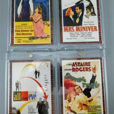 64 Donruss Swatch of Material From Famous Movies- All About Eve / Swing Time / The Night of the Hunter / Mrs. Miniver