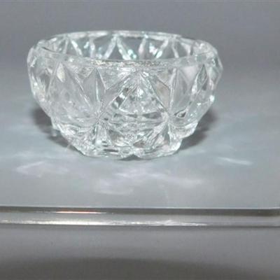72 Lot of 6 Crystal Salt Cellars with 6 Tiny Spoons