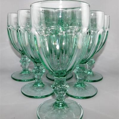 73 Lot of 6 Green Water Glass 6 1/2 x 3