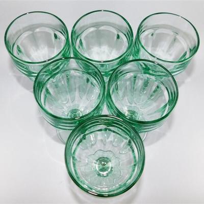 73 Lot of 6 Green Water Glass 6 1/2 x 3