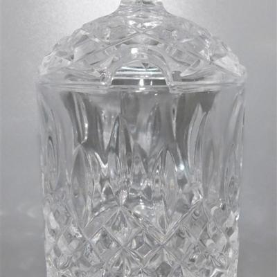 74 Lot of 2 Crystal Lidded Containers with Spoon Slot. One Has Small Plate 4-6 in approx.
