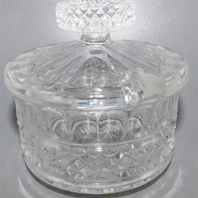 74 Lot of 2 Crystal Lidded Containers with Spoon Slot. One Has Small Plate 4-6 in approx.