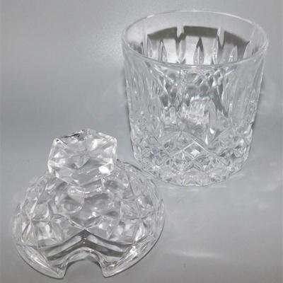 74 Lot of 2 Crystal Lidded Containers with Spoon Slot. One Has Small Plate 4-6 in approx.