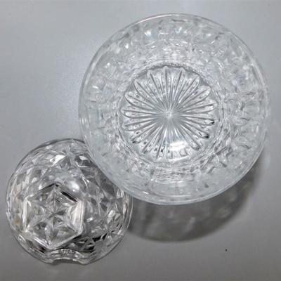 74 Lot of 2 Crystal Lidded Containers with Spoon Slot. One Has Small Plate 4-6 in approx.