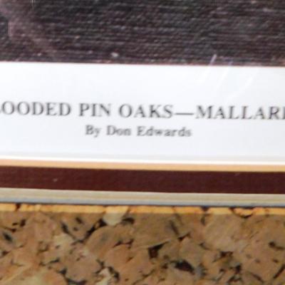 76 Don Edwards Signed and Numbered 497/500 Limited Edition Double Matted Print "Flooded in Pin Oaks- Mallards" Framed Art 44 x34