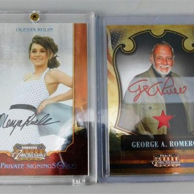 Lot of 4 Celebrity Autographs - Corey Feldman/ Ed Asner / George A. Romero / Olesya Rulin