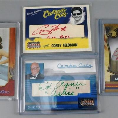 Lot of 4 Celebrity Autographs - Corey Feldman/ Ed Asner / George A. Romero / Olesya Rulin