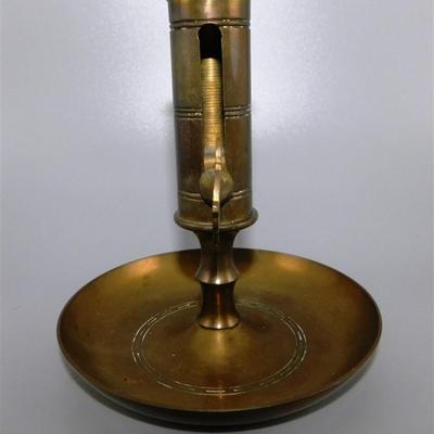 83 Lot of 2 - Brass Bell with Mount / Brass Adjustable Candlesticks