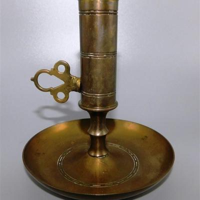 83 Lot of 2 - Brass Bell with Mount / Brass Adjustable Candlesticks