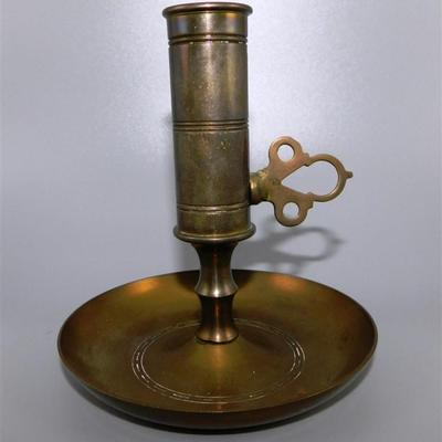 83 Lot of 2 - Brass Bell with Mount / Brass Adjustable Candlesticks
