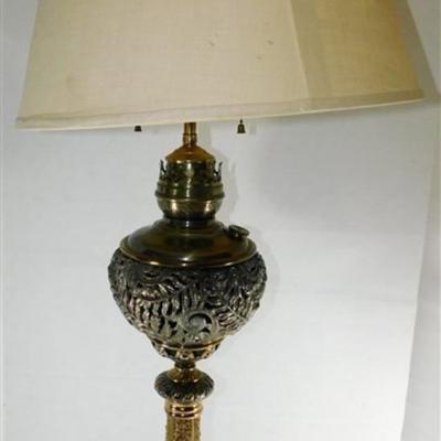 85 Vintage Lamp Metal Cutouts and Claw Feet 39 inches Tall