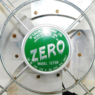 86 Vintage Zero Oscillating Metal Fan Model 1275R Does Work Very Nicely 15 x 13