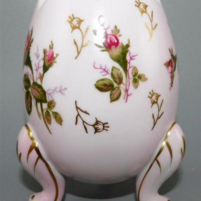 92 Lot of 3 - Acrylic Rose Art / Napco Floral Egg Vase/ Pink Glass Bell Says Mom 4 1/2-6 1/2