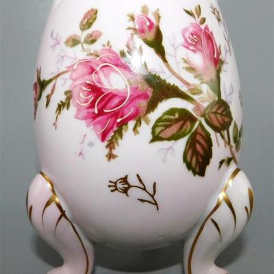 92 Lot of 3 - Acrylic Rose Art / Napco Floral Egg Vase/ Pink Glass Bell Says Mom 4 1/2-6 1/2