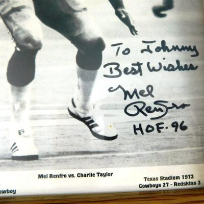 95 Mel Renfro #20 1973 Former Dallas Cowboy Autograph Hall of Fame 1996 8 x 10