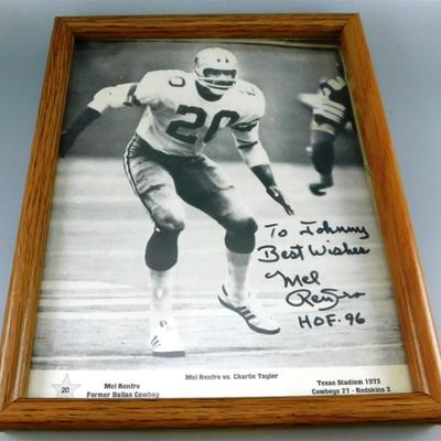 95 Mel Renfro #20 1973 Former Dallas Cowboy Autograph Hall of Fame 1996 8 x 10