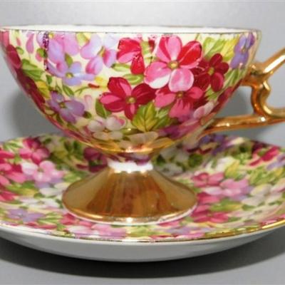 100 Lot of 4 Cups and Saucier with Stands - Sterling China Japan/ UCAG China
