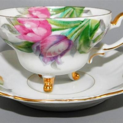 100 Lot of 4 Cups and Saucier with Stands - Sterling China Japan/ UCAG China