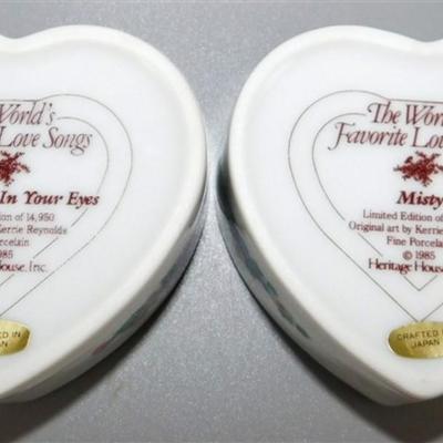 101 Lot of 2 Heritage House Music Boxes - Heart - Misty /Smoke Gets in Your Eyes 3 x 1 1/2