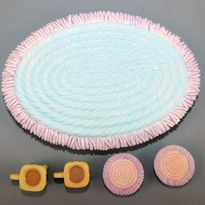 103 Enesco Precious Moments 1998 Mini Tea Set - Kitchen Theme - 5 in plate