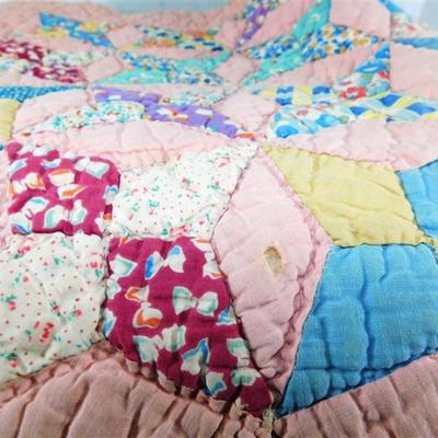 107 Vintage Quilt 4 Point Stars 76 x 68 ~ Quilt has some tattering
