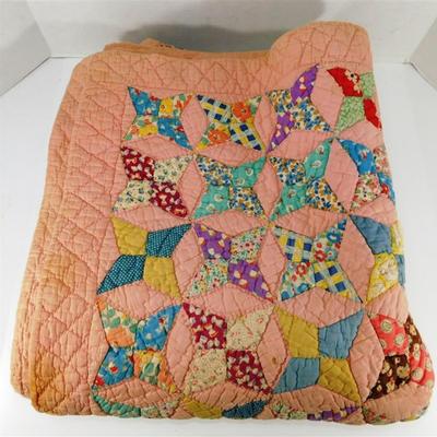 107 Vintage Quilt 4 Point Stars 76 x 68 ~ Quilt has some tattering