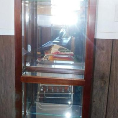108 Cherry Display / Curio Cabinet with 3 Glass Shelves - 19 x 9 1/2 x 72 1/2