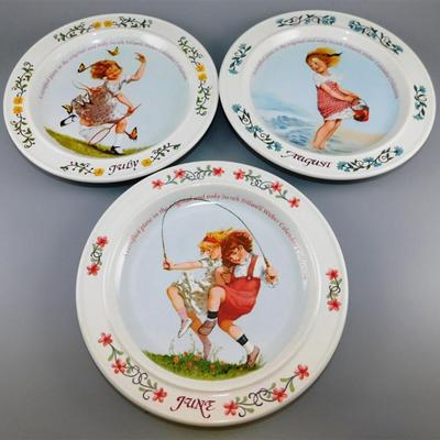 117 Lot of 3 Newell Pottery 7 inch Plates 1984 June July and August