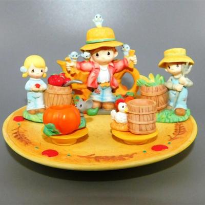 120 Ensco Precious Moments 1999 Mini Tea Set- Fall Theme 5 in plate