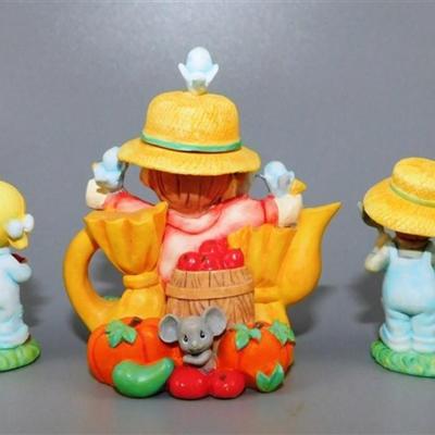 120 Ensco Precious Moments 1999 Mini Tea Set- Fall Theme 5 in plate