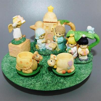 121 Ensco Precious Moments 1998 Mini Tea Set- Christmas Theme 5 in Plate