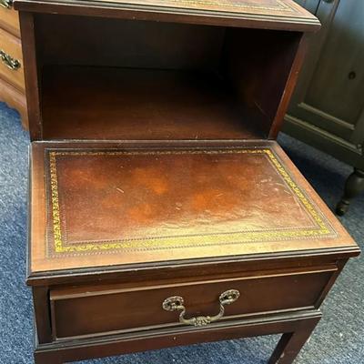 123 Leather Top Side Table 18 1/2 x 26 x 24