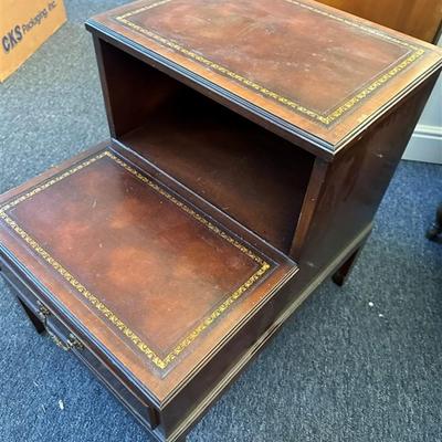 123 Leather Top Side Table 18 1/2 x 26 x 24