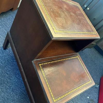 123 Leather Top Side Table 18 1/2 x 26 x 24