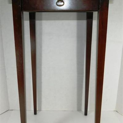 126 Small Wooden Table with Little Drawer with Glass on Top 24 x 11 1/2