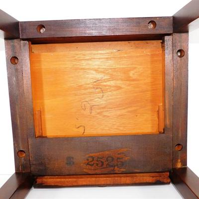 126 Small Wooden Table with Little Drawer with Glass on Top 24 x 11 1/2