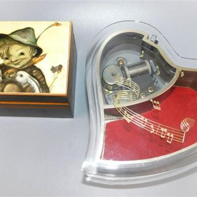 129 Lot of 2 Music Boxes- Reuge Doctor Zhivago and Heart No Name 4 -6 inches