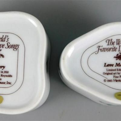 131 Lot of 2 Heritage Musical Boxes Square/Oval- Love Me Tender / Love Story 3- 3 1/2