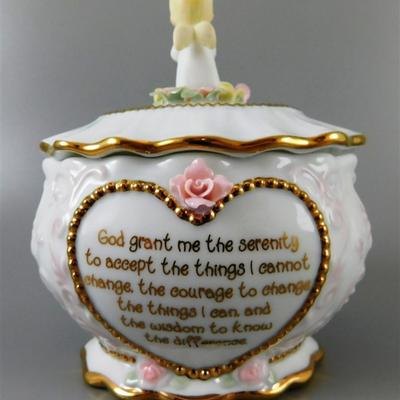 134 Lot of 5- Cream and Sugar with Floral Design Made in Japen 3 1/2 x 4- Arnart Decorative Pitcher 5 in - Serenity Prayer Precious...