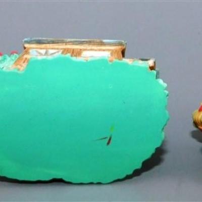 142 Ensco Precious Moments 1997 Mini Tea Set- Apple Barn- 4 in Plate
