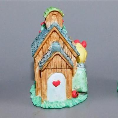 142 Ensco Precious Moments 1997 Mini Tea Set- Apple Barn- 4 in Plate