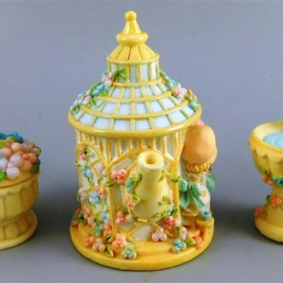 143 Ensco Precious Moments 1998 Mini Tea Set - Garden - 4 1/2 Plate