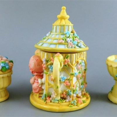 143 Ensco Precious Moments 1998 Mini Tea Set - Garden - 4 1/2 Plate