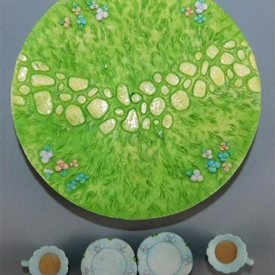 143 Ensco Precious Moments 1998 Mini Tea Set - Garden - 4 1/2 Plate