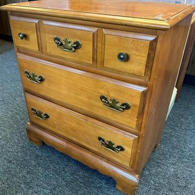 144A Side Table 3 Drawers Brown with Glass on Top 24 x 15 x 26